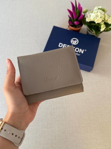 Ufak Bol Kartlıklı Hakiki Deri Cüzdan Misha Model Vizon