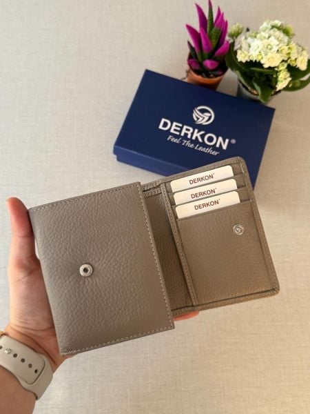 Ufak Bol Kartlıklı Hakiki Deri Cüzdan Misha Model Vizon