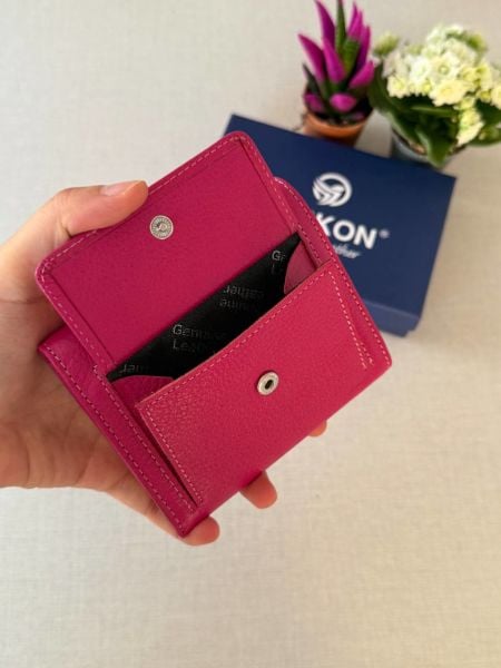 Ufak Bol Kartlıklı Hakiki Deri Cüzdan Misha Model Pembe