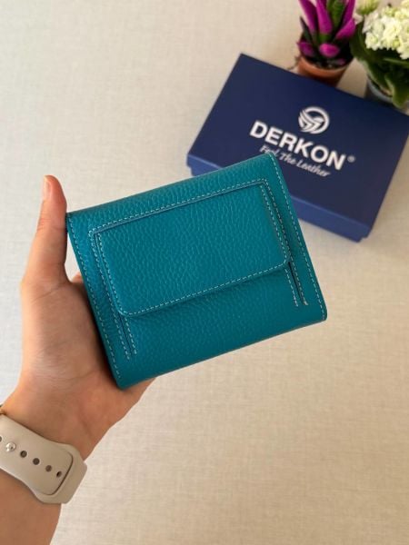 Ufak Bol Kartlıklı Hakiki Deri Cüzdan Misha Model Petrol Yeşili