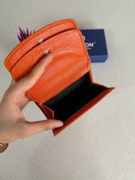 Derkon Yaşam Çiçeği Baskılı Hakiki Deri Turuncu Kadın Cüzdanı